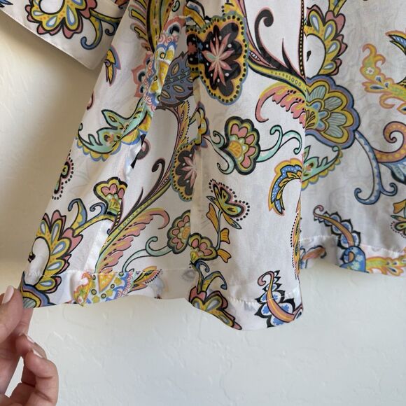 Jessica London Plus Size Sheer Boho Paisley Button Down Tunic 14W Artsy - Picture 3 of 16